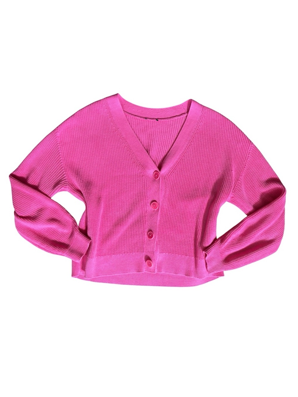 LOFT hot pink cable knit v-neck cardigan
